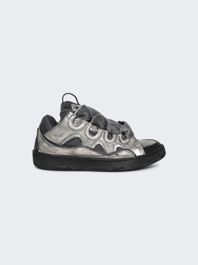 Shop Lanvin Curb Sneakers In Silver And Black