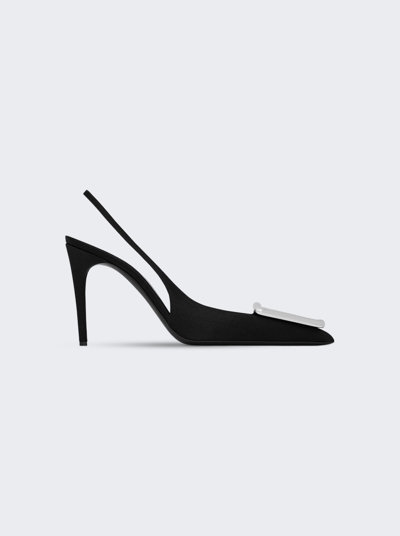 Saint Laurent Avenue Patent Leather Slingback Pumps In Black