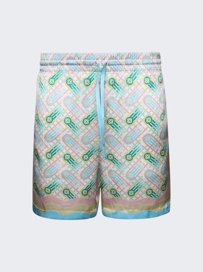 Shop Casablanca Silk Shorts With Drawstrings In White