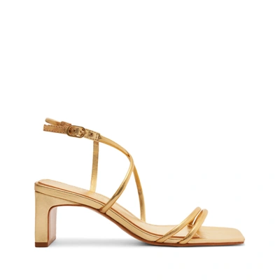 Shop Schutz Aimee Block Leather Sandal In Gold