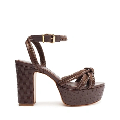 Schutz Kathleen Woven Ankle-strap Platform Sandals In Dark Chocolate