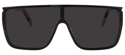 Shop Saint Laurent Mask Ace Sl 364 001 Shield Sunglasses In Grey