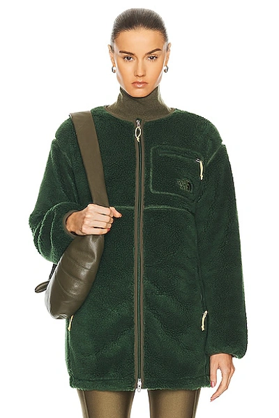 Shop The North Face Extreme Pile Coat In Pine Needle & New Taupe Green
