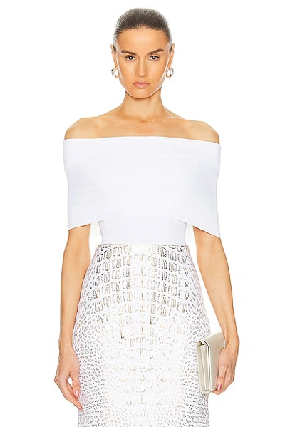 Shop Alaïa O-shoulder Bodysuit In Blanc