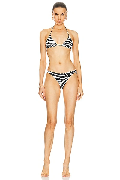 Shop Tom Ford Zebra Printed Bikini Set In Ecru & Black