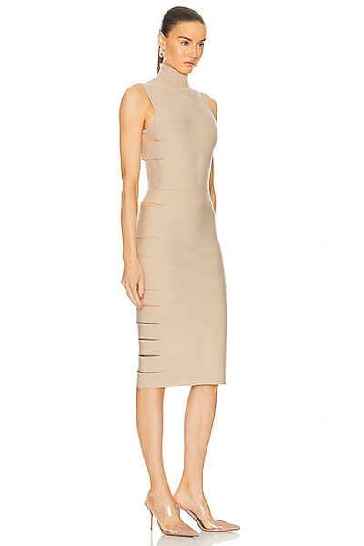 Shop Alaïa Band Dress In Camel Clair