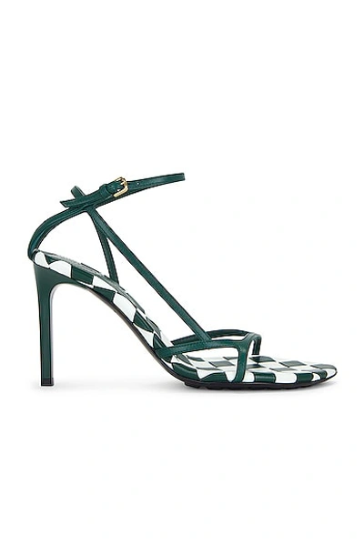 Bottega Veneta Strappy Leather Bicolor Ankle-strap Sandals In Glacier & Emerald