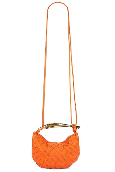 Shop Bottega Veneta Mini Sardine Bag In Papaya & Brass