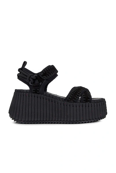Shop Chloé Nama Sandal In Jet Black