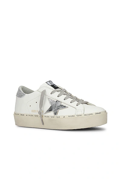 Shop Golden Goose Hi Star Leather Upper Sneaker In White & Silver