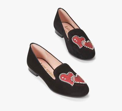 Shop Kate Spade Lounge Hearts Loafers In Black