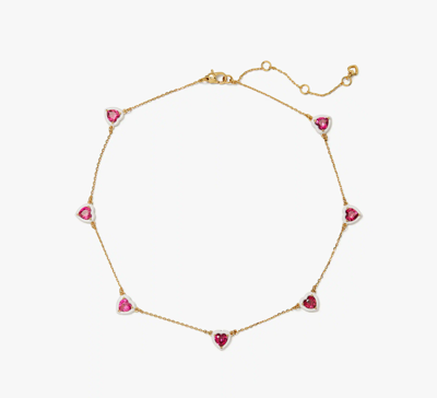 Shop Kate Spade Sweetheart Station Necklace In Red
