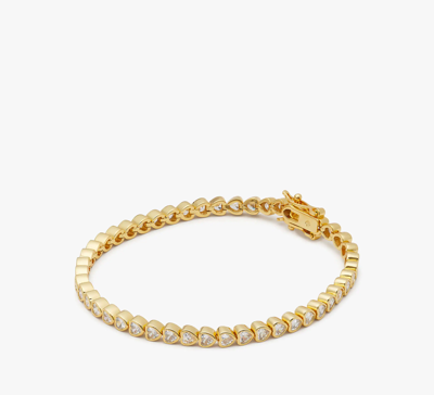 Shop Kate Spade Sweetheart Delicate Tennis Bracelet In Clear/gold
