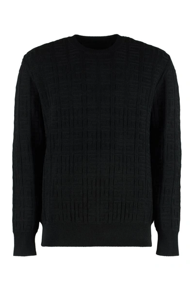 Shop Givenchy Jacquard Crew-neck Sweater In Black