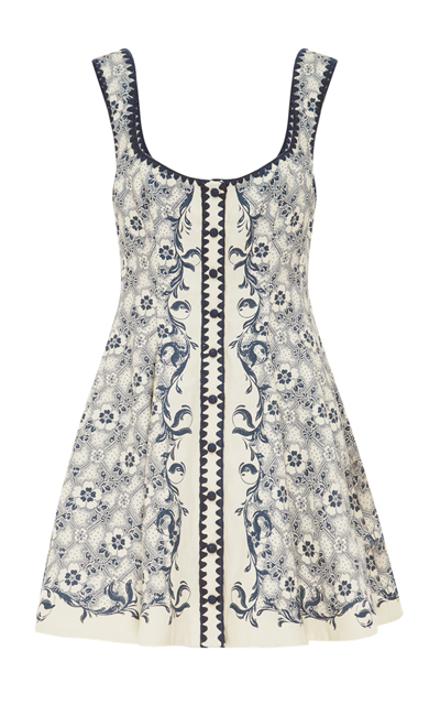 Shop Alemais Airlie Printed Linen Mini Dress In Ivory