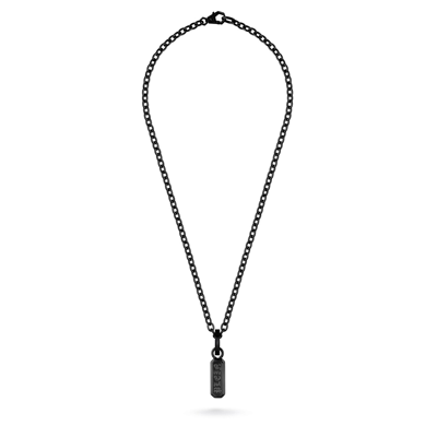 Pre-owned Philipp Plein Men's Necklace Stainless Steel Ip Black Gothic Tag