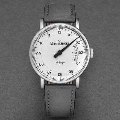Pre-owned Meistersinger Men's 'vintago' Silver Dial Grey Strap Automatic Watch Vt901