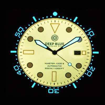 Pre-owned Deep Blue Master 1000 Ii Automatic Men's Diver Watch Orange Luminous Dial Green