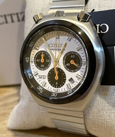 Pre-owned Citizen An3660-81a Bullhead White Dial Record Label Tsuno Chronograph Men Watch