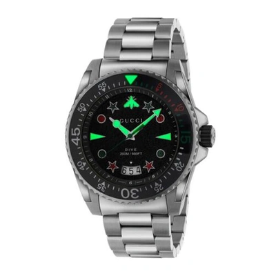 Pre-owned Gucci Ya136221 Men's Dive Black Dial Quartz Watch