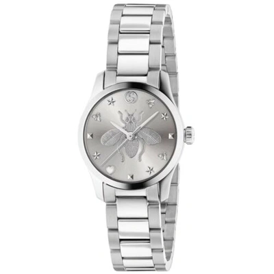 Pre-owned Gucci Ya1265045 Women's G-timeless Silver-tone Dial Quartz Watch