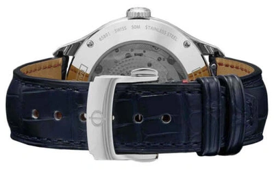 Pre-owned Baume & Mercier Clifton Baumatic Auto Blue Leather Moonphase Mens Watch M0a10549