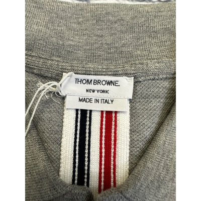 Pre-owned Thom Browne York Relaxed Fit Ss Polo W/ Cb Rwb Stripe In Classic Pique In Lt Grey