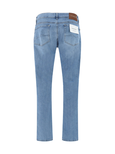 7 For All Mankind Slimmy Tapered Stretch Cotton Jeans In Light Blue