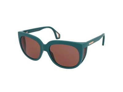 Pre-owned Gucci Gg0468s 57mm Square Sunglasses In Shiny Solid Teal In Brown