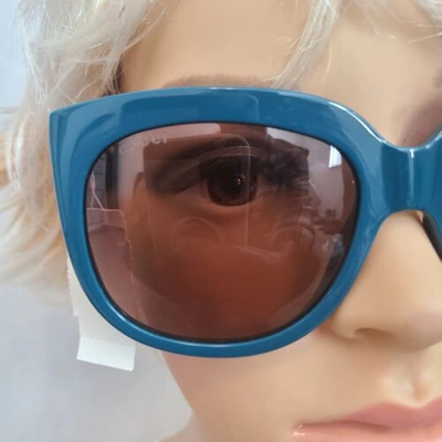 Pre-owned Gucci Gg0468s 57mm Square Sunglasses In Shiny Solid Teal In Brown