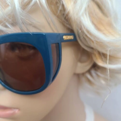 Pre-owned Gucci Gg0468s 57mm Square Sunglasses In Shiny Solid Teal In Brown