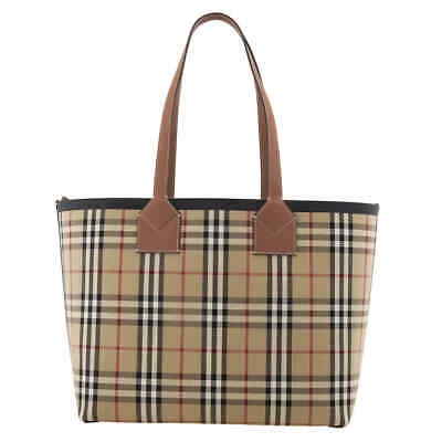 Pre-owned Burberry Ladies Medium London Check-pattern Tote Bag 8066223 In Brown