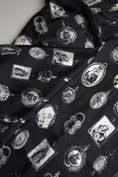 Pre-owned Dolce & Gabbana Pants Black Religious Print Joggers Silk Men It50/w36/l 1500usd