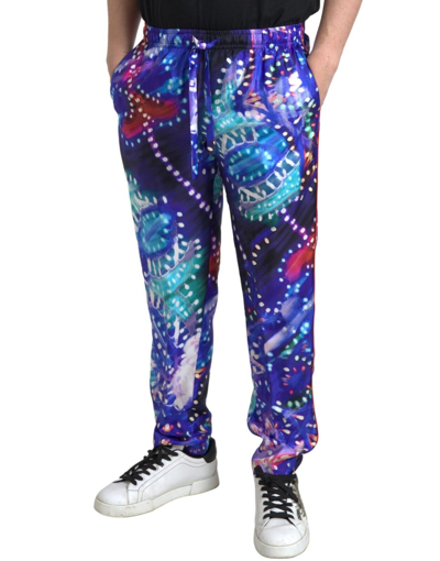 Pre-owned Dolce & Gabbana Pants Multicolor Printed Silk Men Trouser It48/w34/m Rrp 1500usd