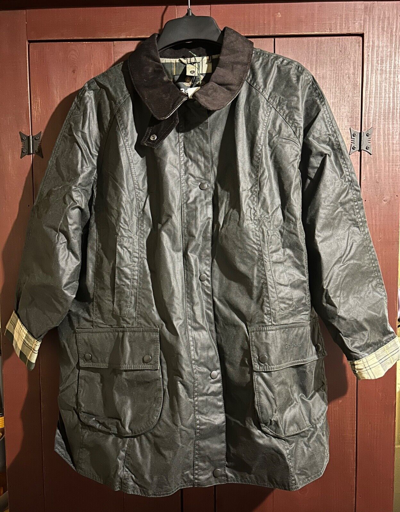 Pre-owned Barbour Beadnell Waxed Cotton Jacket Dark Sage Green Size 2x -