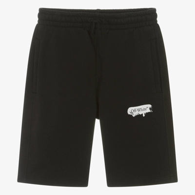 Shop Off-white Teen Boys Black Cotton Shorts