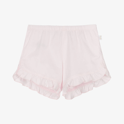 Shop Il Gufo Girls Pink Cotton Frill Shorts