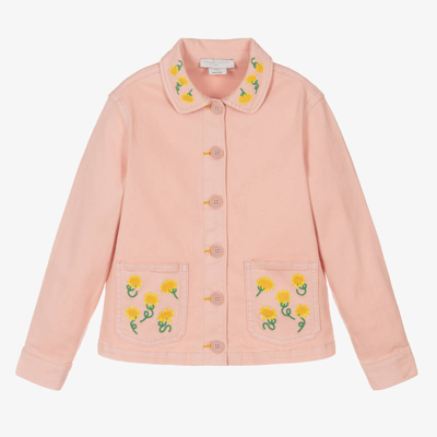 Shop Stella Mccartney Kids Teen Girls Pink Sunflower Denim Jacket