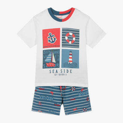 Shop Boboli Boys Blue Cotton Nautical Shorts Set