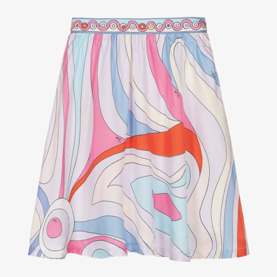 Shop Pucci Girls Lilac Purple Viscose Marmo Skirt