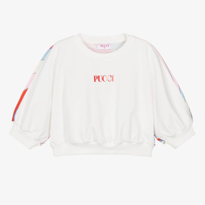 Shop Pucci Teen Girls White Cotton Iride Sweatshirt