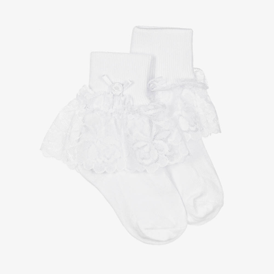 Shop Pretty Originals Girls White Cotton & Lace Socks