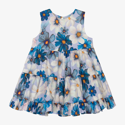 Shop Miranda Baby Girls Blue Floral Cotton Dress