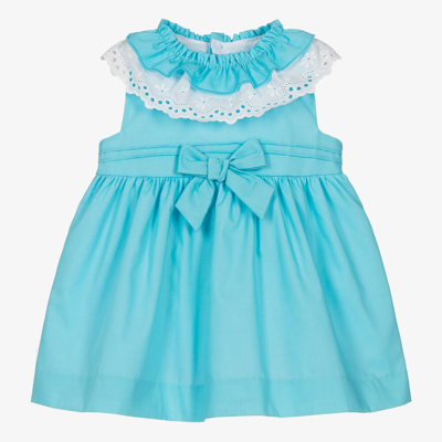 Shop Miranda Baby Girls Turquoise Blue Cotton Dress