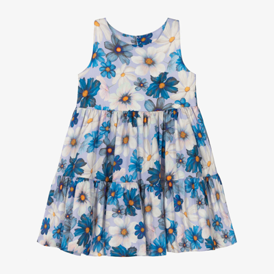 Shop Miranda Girls Blue & Purple Floral Cotton Dress