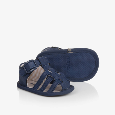 Shop Mayoral Newborn Navy Blue Faux Leather Pre-walker Sandals