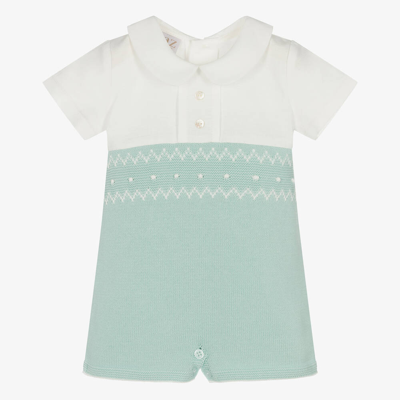 Shop Paz Rodriguez Baby Boys Ivory & Green Knitted Shortie