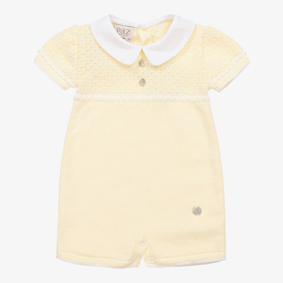 Shop Paz Rodriguez Yellow Cotton Knit Baby Shortie