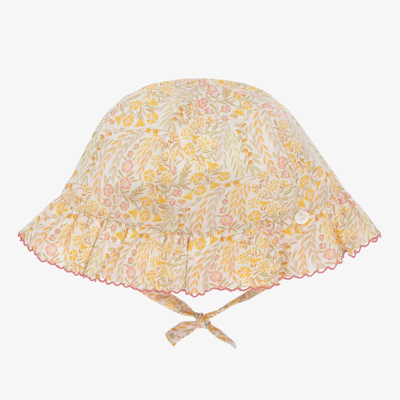 Shop Tartine Et Chocolat Girls Yellow Cotton Liberty Sun Hat