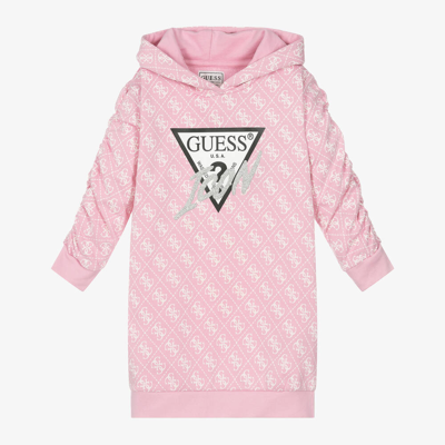 Shop Guess Girls Pink Cotton Hoodie Dress